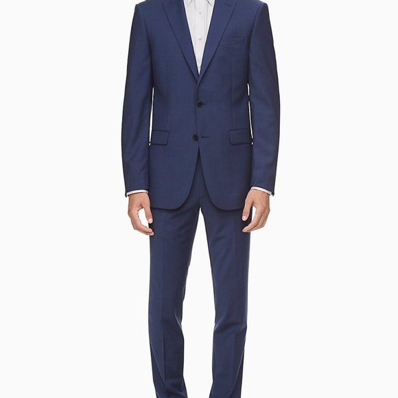 Calvin Klein Slim Fit Blue Suit Jacket & Pants - Picture 1 of 6